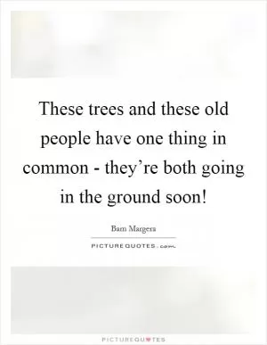 These trees and these old people have one thing in common - they’re both going in the ground soon! Picture Quote #1