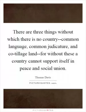 There are three things without which there is no country--common language, common judicature, and co-tillage land--for without these a country cannot support itself in peace and social union Picture Quote #1