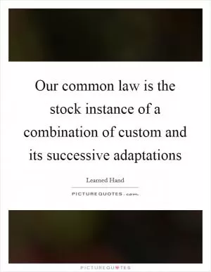 Our common law is the stock instance of a combination of custom and its successive adaptations Picture Quote #1