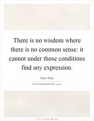 There is no wisdom where there is no common sense: it cannot under those conditions find any expression Picture Quote #1