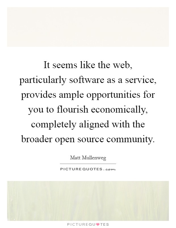It seems like the web, particularly software as a service, provides ample opportunities for you to flourish economically, completely aligned with the broader open source community. Picture Quote #1