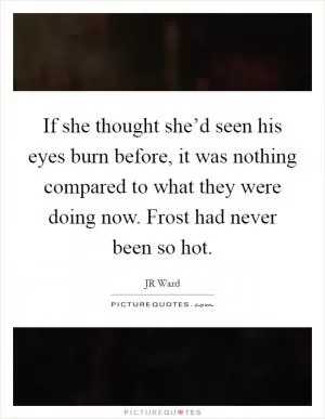 If she thought she’d seen his eyes burn before, it was nothing compared to what they were doing now. Frost had never been so hot Picture Quote #1