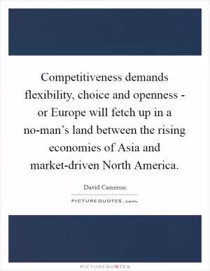 Competitiveness demands flexibility, choice and openness - or Europe will fetch up in a no-man’s land between the rising economies of Asia and market-driven North America Picture Quote #1
