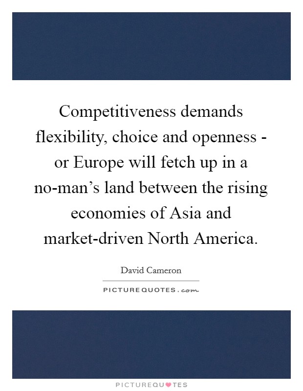 Competitiveness demands flexibility, choice and openness - or Europe will fetch up in a no-man's land between the rising economies of Asia and market-driven North America. Picture Quote #1
