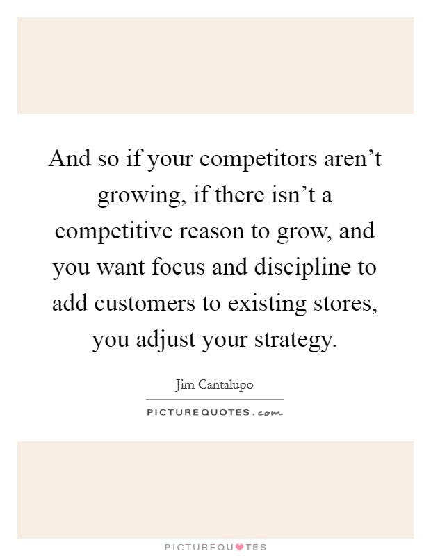 And so if your competitors aren't growing, if there isn't a competitive reason to grow, and you want focus and discipline to add customers to existing stores, you adjust your strategy. Picture Quote #1
