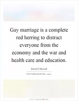 Gay marriage is a complete red herring to distract everyone from the economy and the war and health care and education Picture Quote #1