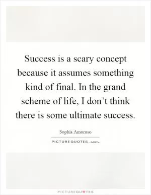 Success is a scary concept because it assumes something kind of final. In the grand scheme of life, I don’t think there is some ultimate success Picture Quote #1