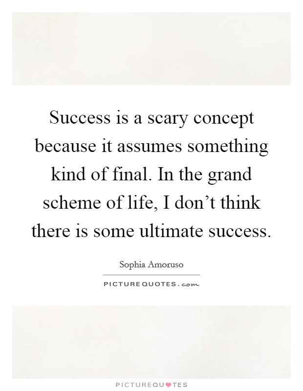 Success is a scary concept because it assumes something kind of final. In the grand scheme of life, I don't think there is some ultimate success. Picture Quote #1