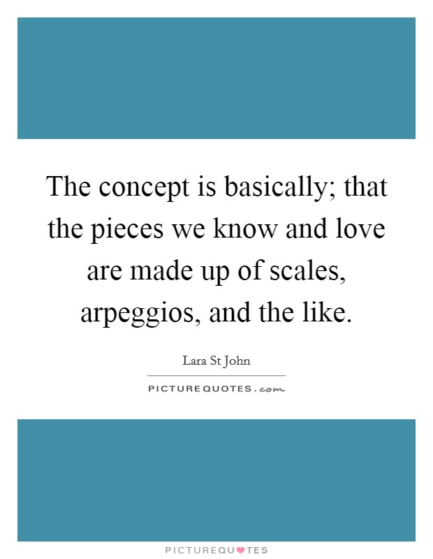 The concept is basically; that the pieces we know and love are made up of scales, arpeggios, and the like. Picture Quote #1