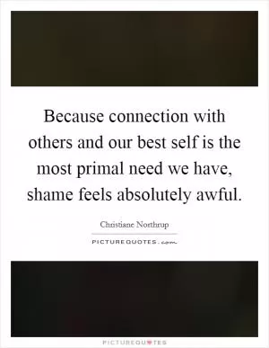 Because connection with others and our best self is the most primal need we have, shame feels absolutely awful Picture Quote #1