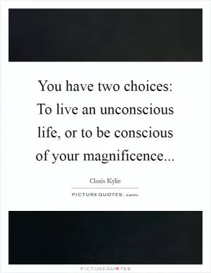 You have two choices: To live an unconscious life, or to be conscious of your magnificence Picture Quote #1