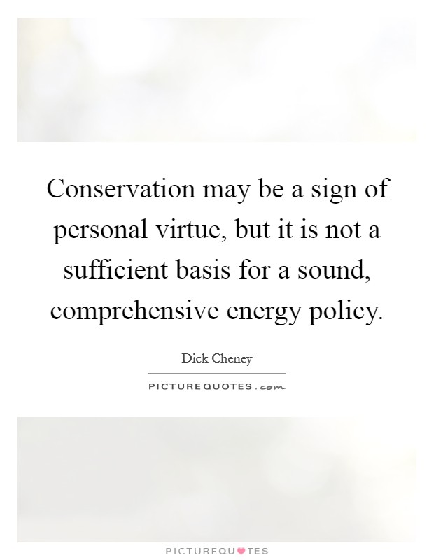 Conservation may be a sign of personal virtue, but it is not a sufficient basis for a sound, comprehensive energy policy. Picture Quote #1