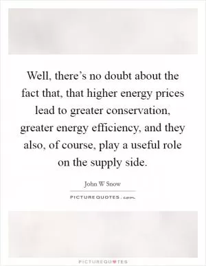 Well, there’s no doubt about the fact that, that higher energy prices lead to greater conservation, greater energy efficiency, and they also, of course, play a useful role on the supply side Picture Quote #1