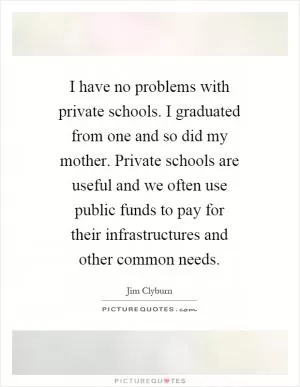 I have no problems with private schools. I graduated from one and so did my mother. Private schools are useful and we often use public funds to pay for their infrastructures and other common needs Picture Quote #1