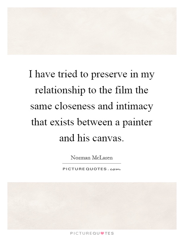 I have tried to preserve in my relationship to the film the same closeness and intimacy that exists between a painter and his canvas Picture Quote #1