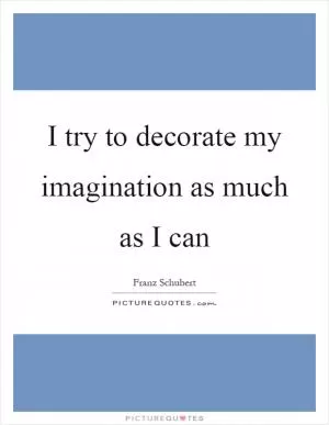 I try to decorate my imagination as much as I can Picture Quote #1