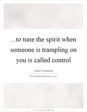 ...to tune the spirit when someone is trampling on you is called control Picture Quote #1