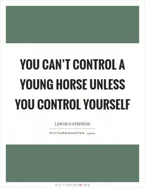 You can’t control a young horse unless you control yourself Picture Quote #1