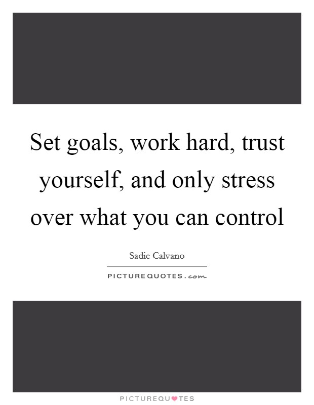 Set goals, work hard, trust yourself, and only stress over what you can control Picture Quote #1