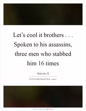 Let’s cool it brothers . . . Spoken to his assassins, three men who stabbed him 16 times Picture Quote #1