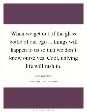 When we get out of the glass bottle of our ego ... things will happen to us so that we don’t know ourselves. Cool, unlying life will rush in Picture Quote #1