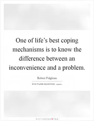 One of life’s best coping mechanisms is to know the difference between an inconvenience and a problem Picture Quote #1