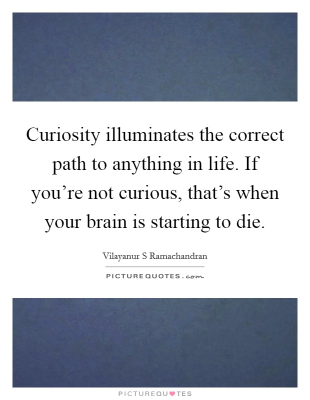 Curiosity illuminates the correct path to anything in life. If you're not curious, that's when your brain is starting to die. Picture Quote #1