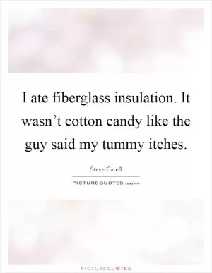I ate fiberglass insulation. It wasn’t cotton candy like the guy said my tummy itches Picture Quote #1
