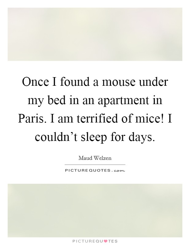 Once I found a mouse under my bed in an apartment in Paris. I am terrified of mice! I couldn't sleep for days. Picture Quote #1