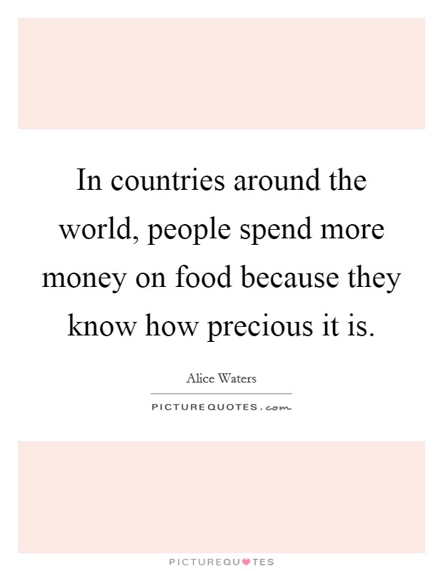 In countries around the world, people spend more money on food because they know how precious it is. Picture Quote #1