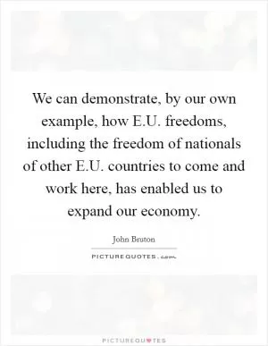 We can demonstrate, by our own example, how E.U. freedoms, including the freedom of nationals of other E.U. countries to come and work here, has enabled us to expand our economy Picture Quote #1