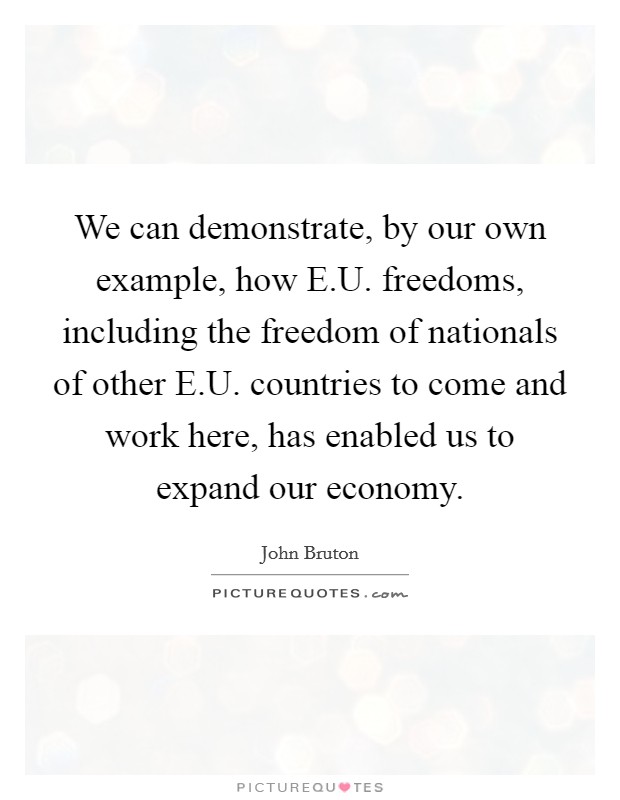 We can demonstrate, by our own example, how E.U. freedoms, including the freedom of nationals of other E.U. countries to come and work here, has enabled us to expand our economy. Picture Quote #1