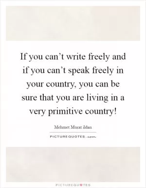 If you can’t write freely and if you can’t speak freely in your country, you can be sure that you are living in a very primitive country! Picture Quote #1
