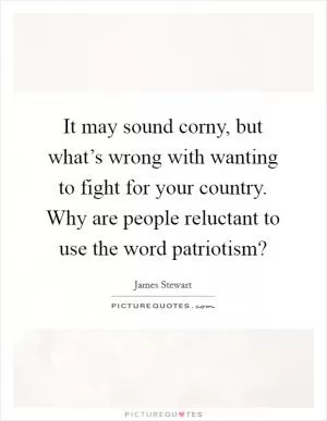It may sound corny, but what’s wrong with wanting to fight for your country. Why are people reluctant to use the word patriotism? Picture Quote #1