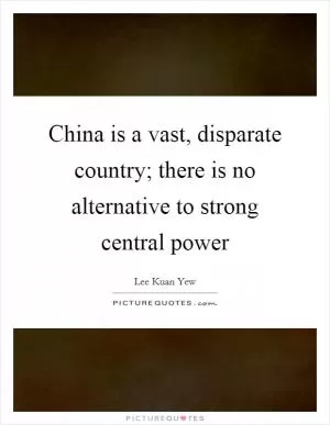 China is a vast, disparate country; there is no alternative to strong central power Picture Quote #1