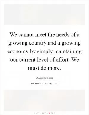 We cannot meet the needs of a growing country and a growing economy by simply maintaining our current level of effort. We must do more Picture Quote #1