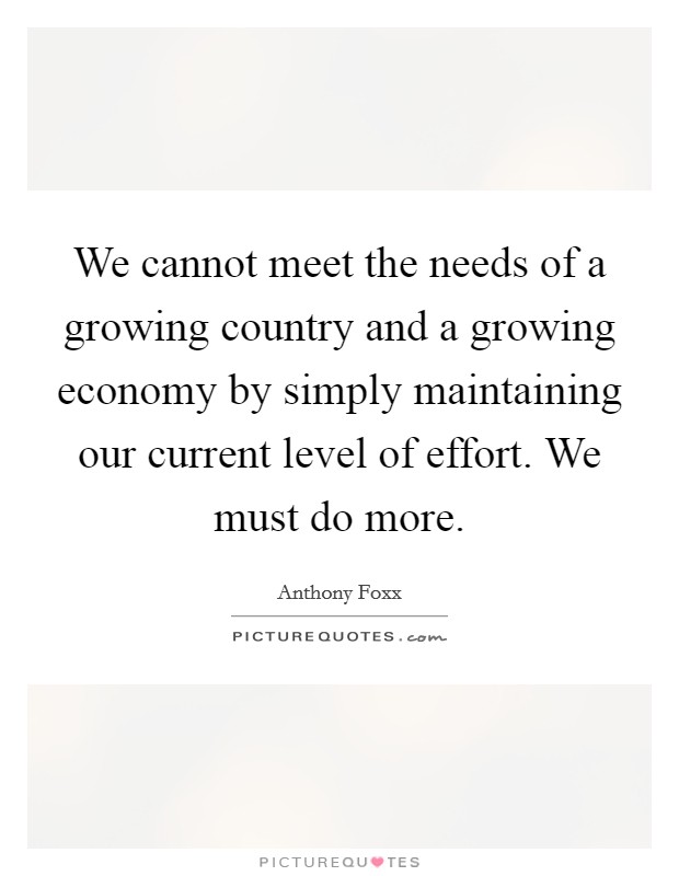 We cannot meet the needs of a growing country and a growing economy by simply maintaining our current level of effort. We must do more. Picture Quote #1