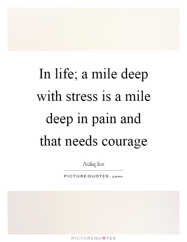 In life; a mile deep with stress is a mile deep in pain and that needs courage Picture Quote #1