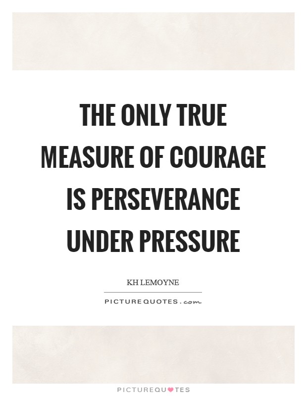 The only true measure of courage is perseverance under pressure Picture Quote #1