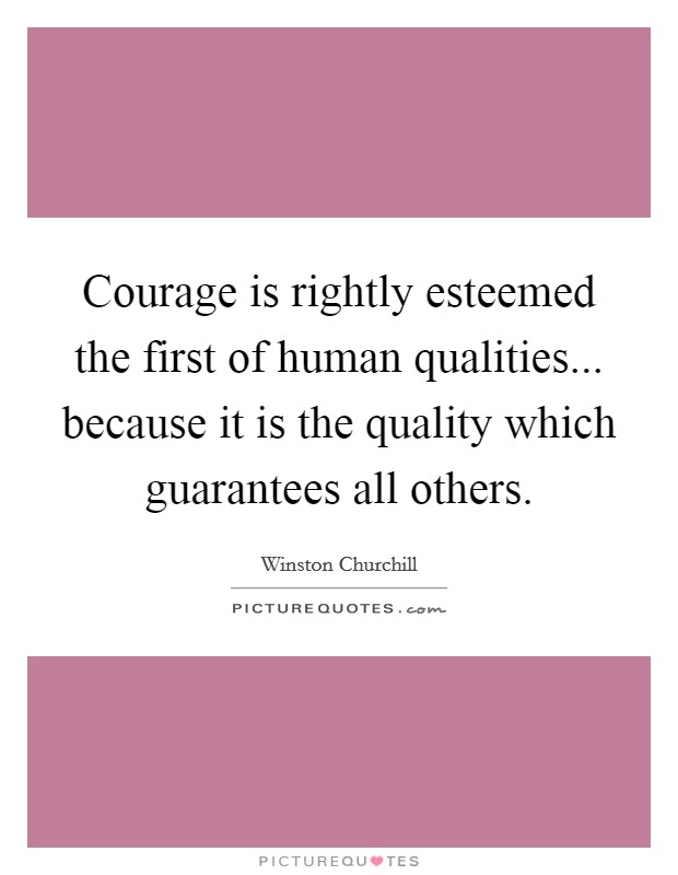 Courage is rightly esteemed the first of human qualities... because it is the quality which guarantees all others. Picture Quote #1