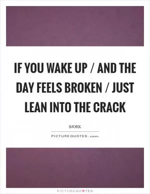 If you wake up / And the day feels broken / Just lean into the crack Picture Quote #1