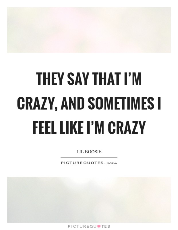 They say that I'm crazy, and sometimes I feel like I'm crazy Picture Quote #1