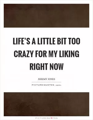 Life’s a little bit too crazy for my liking right now Picture Quote #1