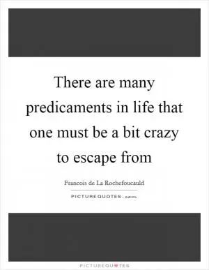 There are many predicaments in life that one must be a bit crazy to escape from Picture Quote #1