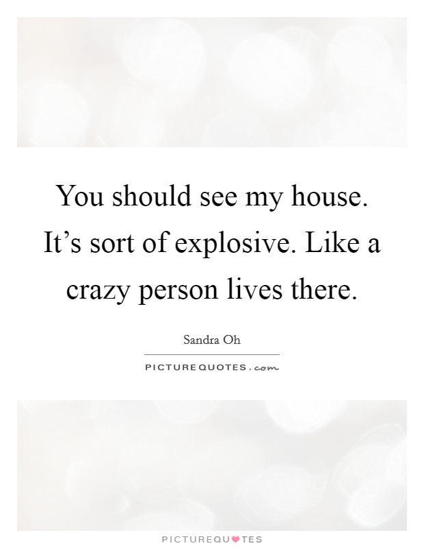 You should see my house. It's sort of explosive. Like a crazy person lives there. Picture Quote #1