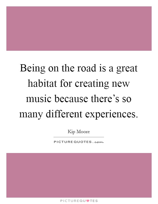 Being on the road is a great habitat for creating new music because there's so many different experiences. Picture Quote #1