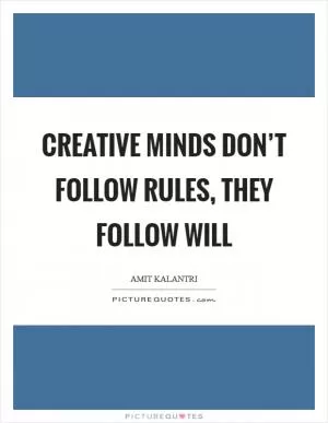 Creative minds don’t follow rules, they follow will Picture Quote #1