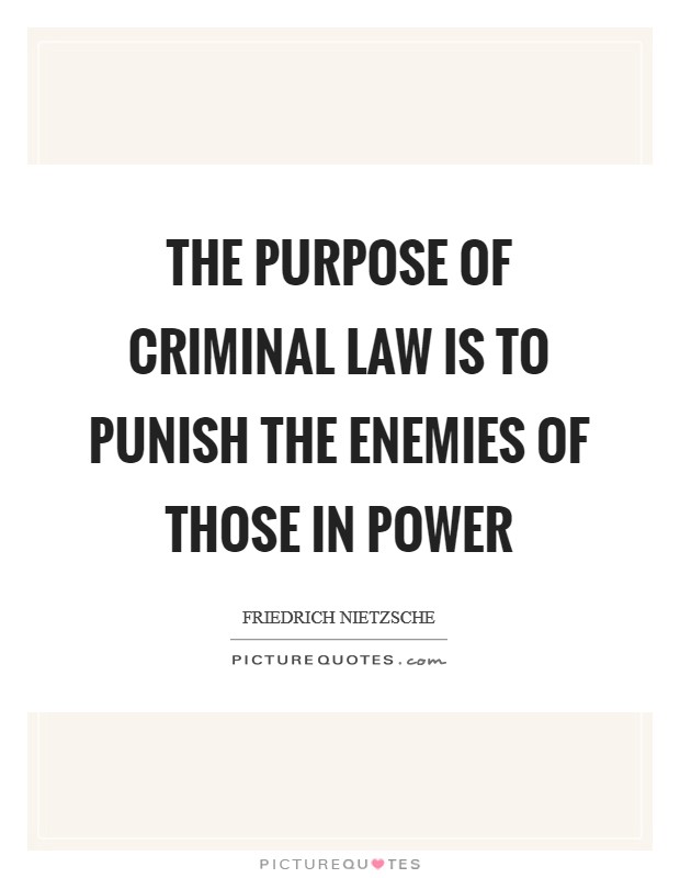 The purpose of criminal law is to punish the enemies of those in power Picture Quote #1