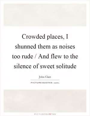 Crowded places, I shunned them as noises too rude / And flew to the silence of sweet solitude Picture Quote #1