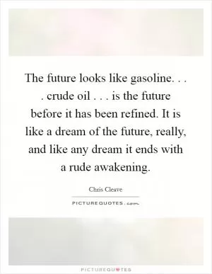 The future looks like gasoline. . . . crude oil . . . is the future before it has been refined. It is like a dream of the future, really, and like any dream it ends with a rude awakening Picture Quote #1